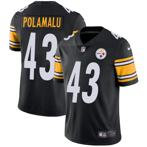 Nike Steelers #43 Troy Polamalu Black Team Color Men's Stitched NFL Vapor Untouchable Limited Jersey - Click Image to Close